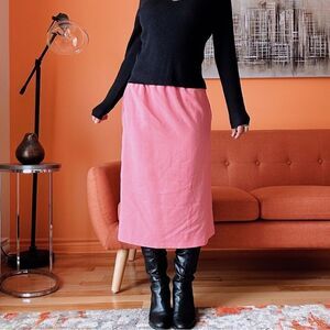 Vintage bright pink barbie core preppy midi Skirt